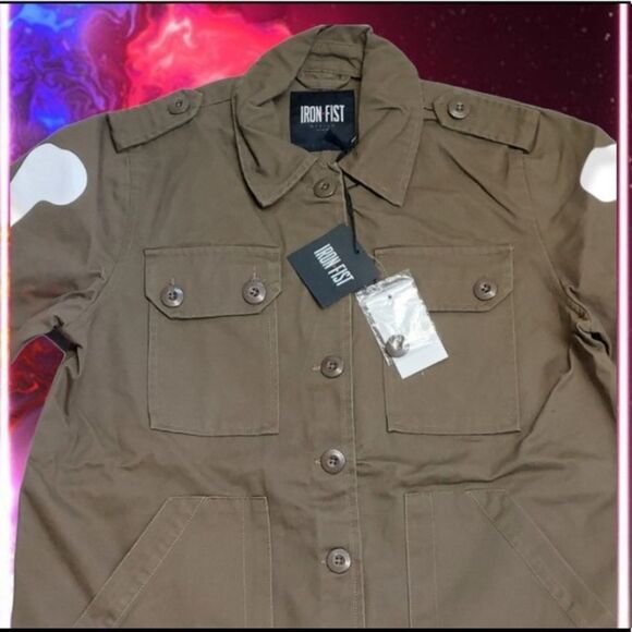 Iron Fist Coat Bone-In Olive Green/Khaki Fatigue Military Style Jacket Coat - Picture 4 of 4